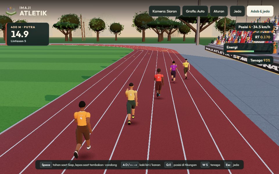 Tampilan latihan Imaji Atletik — Lintasan & Lompat Jauh 3D