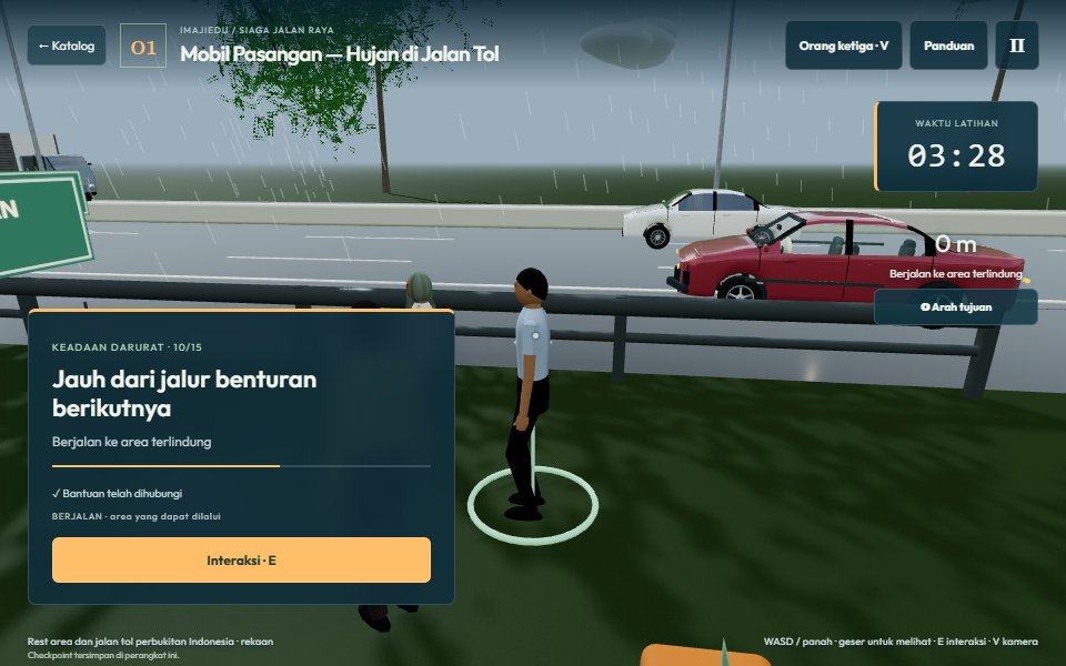 Tampilan latihan Mobil Pasangan — Hujan di Jalan Tol 3D
