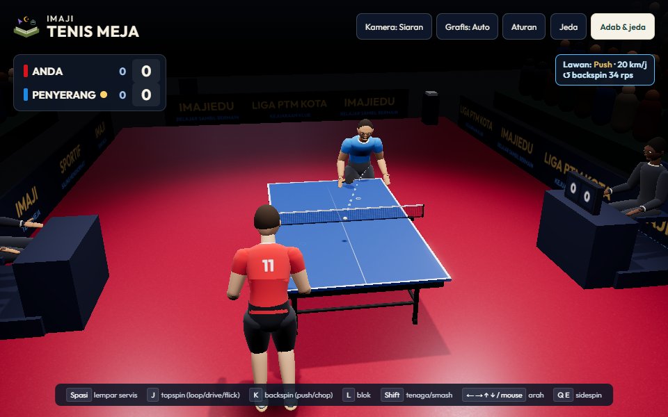 Tampilan latihan Imaji Tenis Meja — Pertandingan 3D